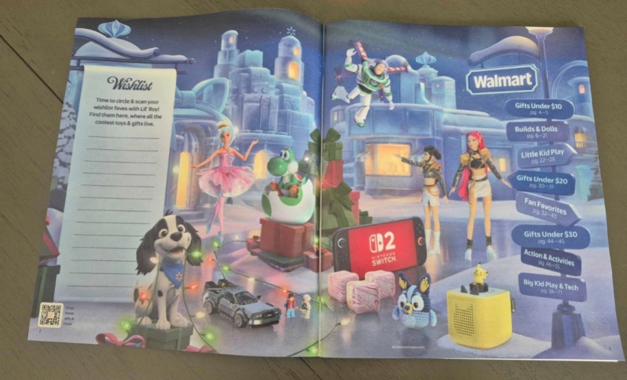 the wishlist spread from walmarts christmas 2026 toy book