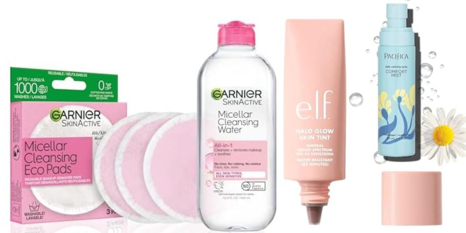 garnier, elf, and pacifica products