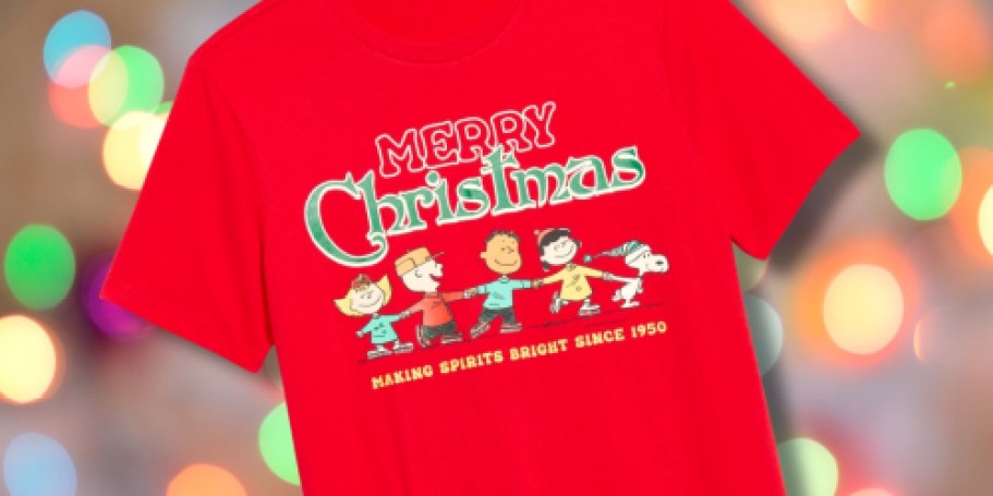50% Off Old Navy Holiday Graphic Tees | Peanuts, Bluey, Disney, Hello Kitty, & More