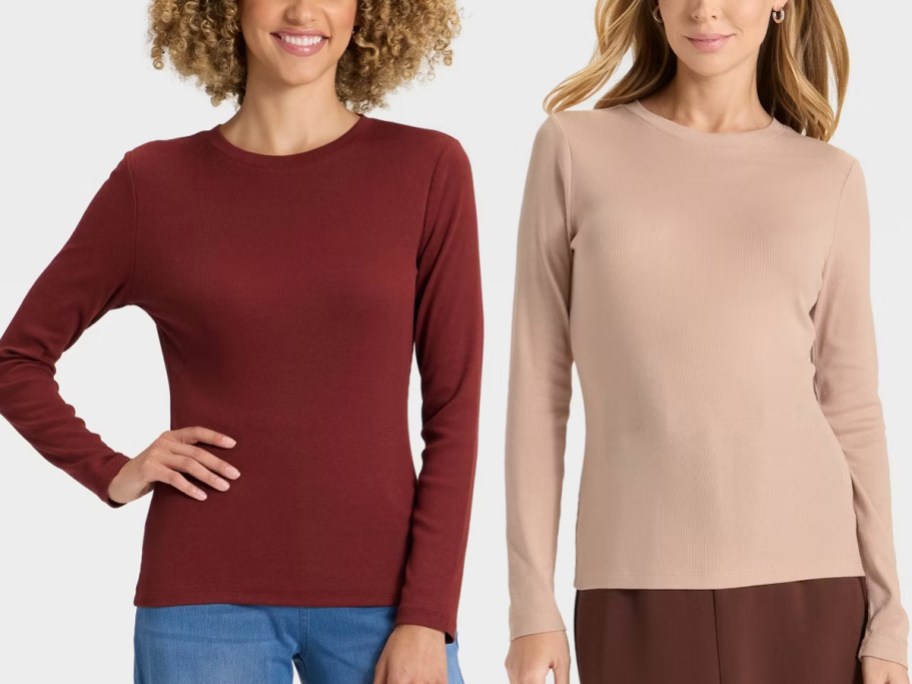 A New Day Women's Slim Fit Long Sleeve Tops