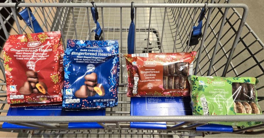 Choceur Gingerbread Hearts and Benton's Gingerbread Minis in an ALDI Cart