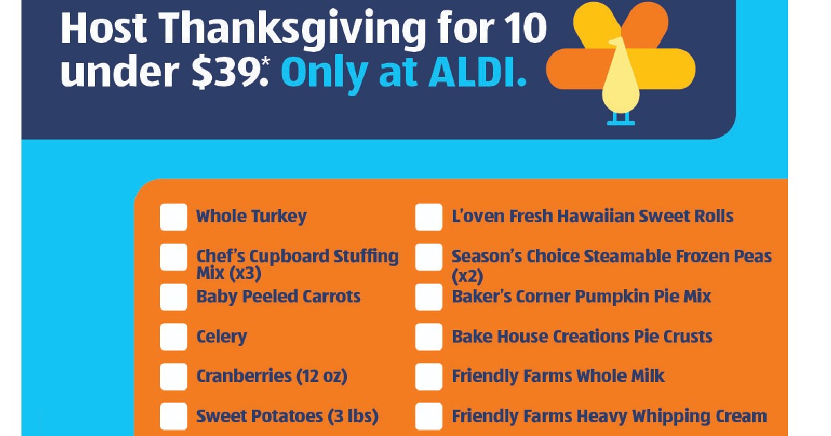 Aldi Thanksgiving checklist