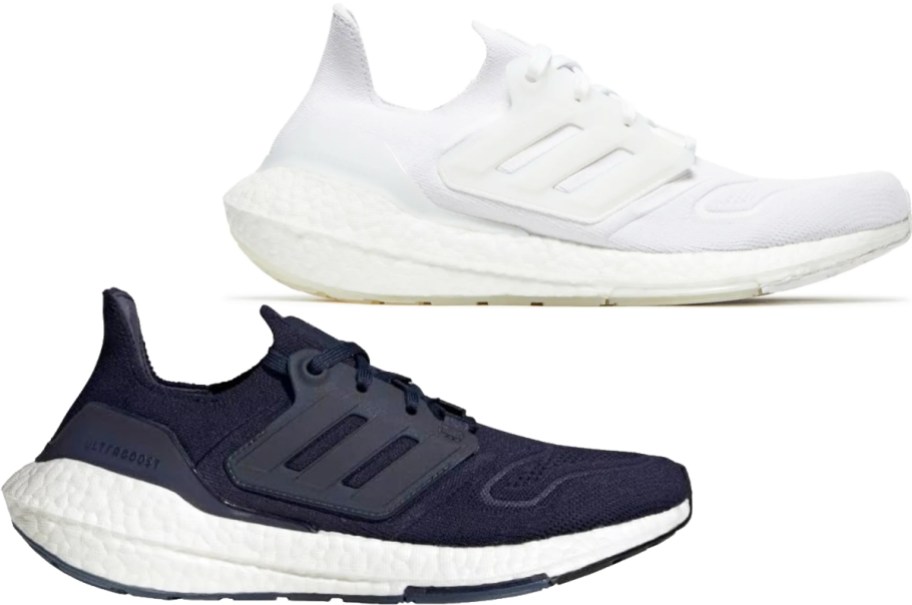 black and white Adidas Ultraboost shoes