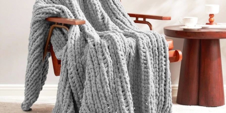 Chenille Chunky Knit Throw Blanket Just $19.99 Shipped on Amazon (Reg. $40)