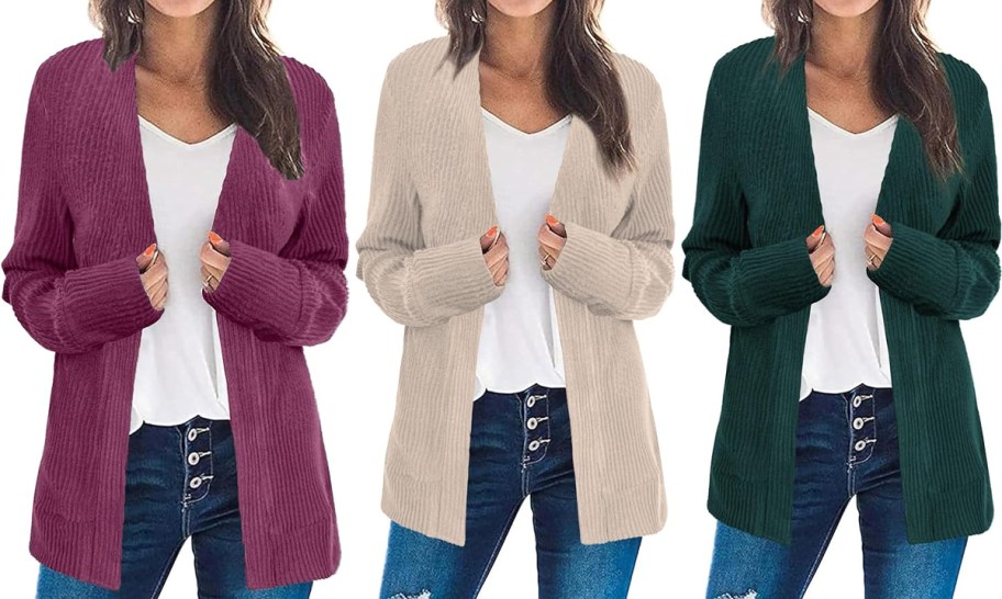 BOSMEER Open Front Cardigan Sweater in three colors