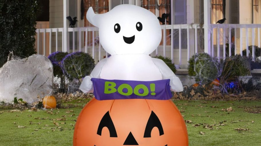 Baby Ghost in Jack-o'-Lantern with Boo Banner Inflatable