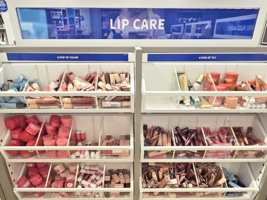 store display full of lip products