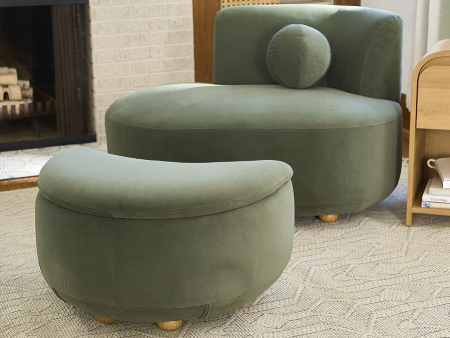 Better Homes & Gardens Juliet Modern Velvet Chaise & Storage Ottoman