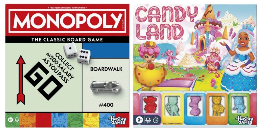 monopoly and candy land board games