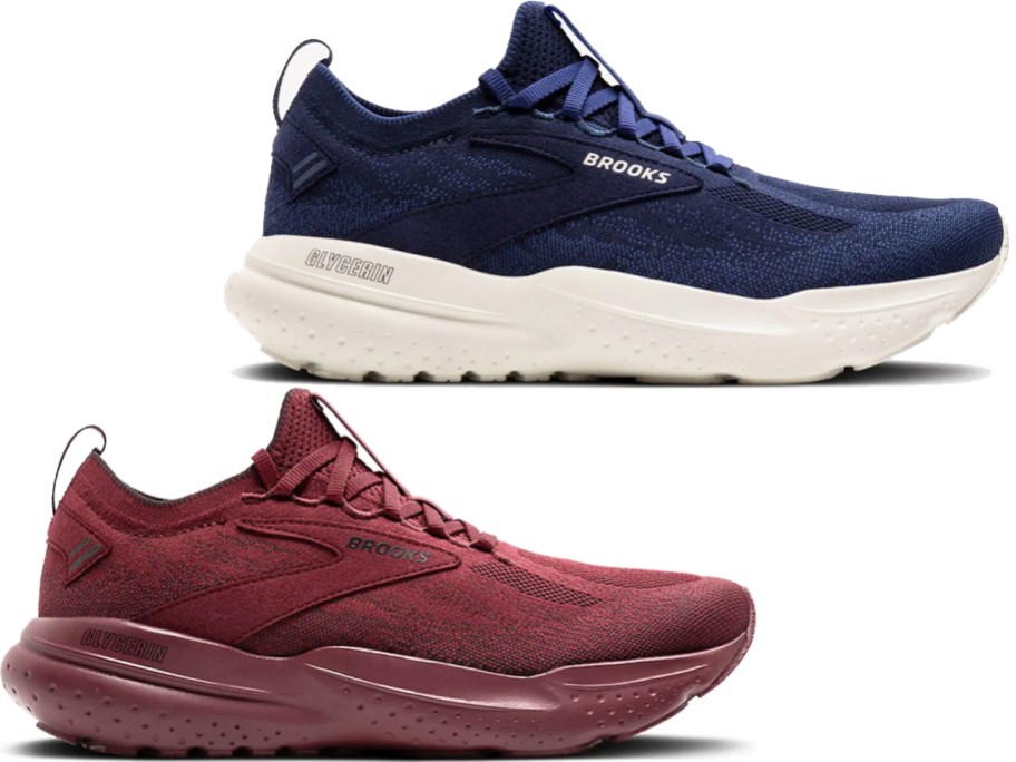 maroon and navy blue running shoes