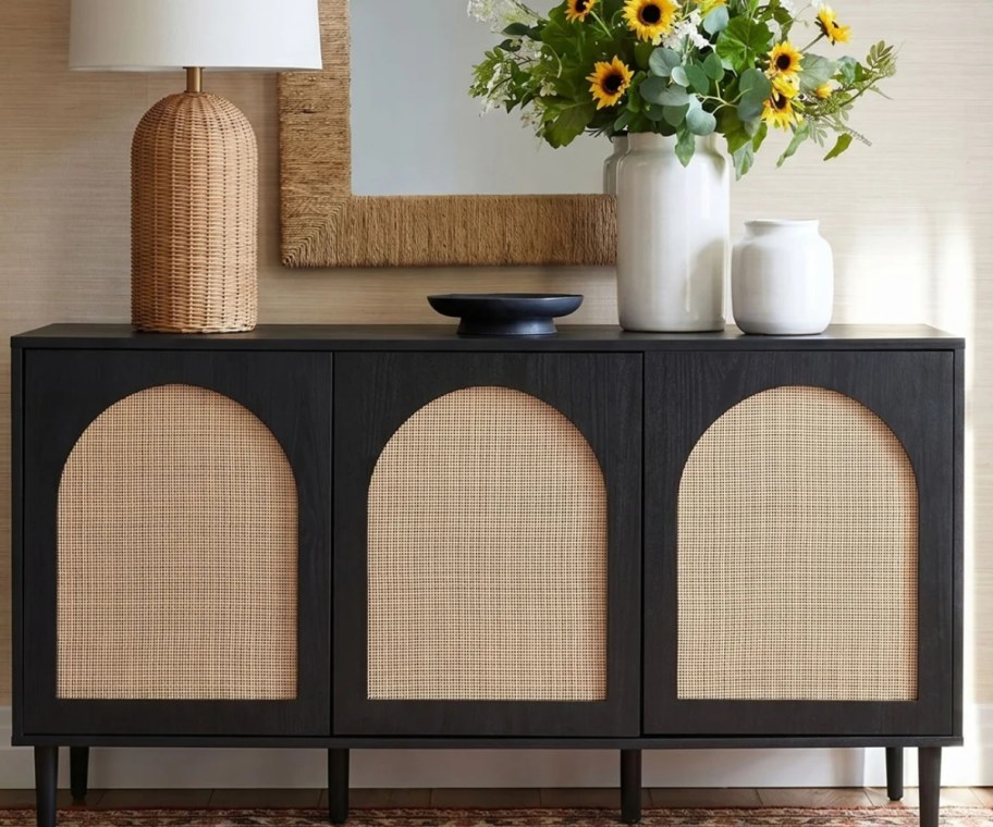 black rattan sideboard
