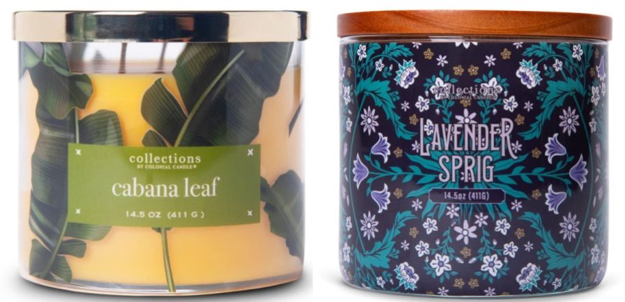 stock image of two Colonial Candles in spring scents