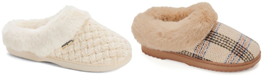 Deerfoams Women's Claire Cable Knit Chenille Clog and Hannah Festive Knit Clog