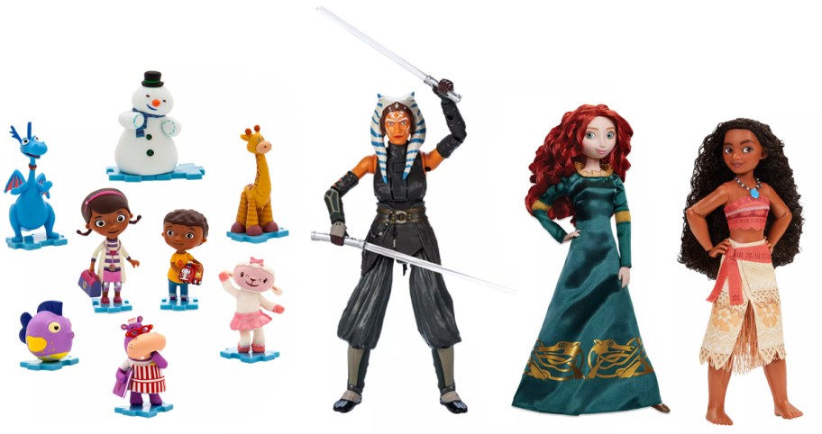 Doc McStuffins Deluxe Figure Set, Star Wars Ahsoka Tano Talking Action Figure, Brave Merida Classic Doll, Moana Classic Doll