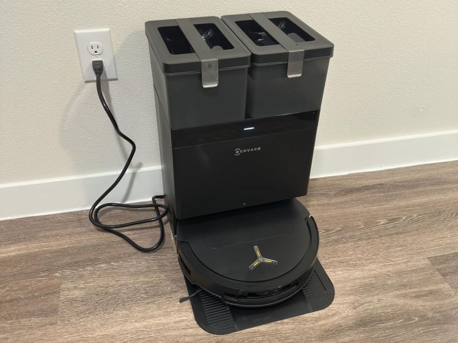 An ECOVACS Deebot T50 Pro with OMNI 10-in-1 Charging Base