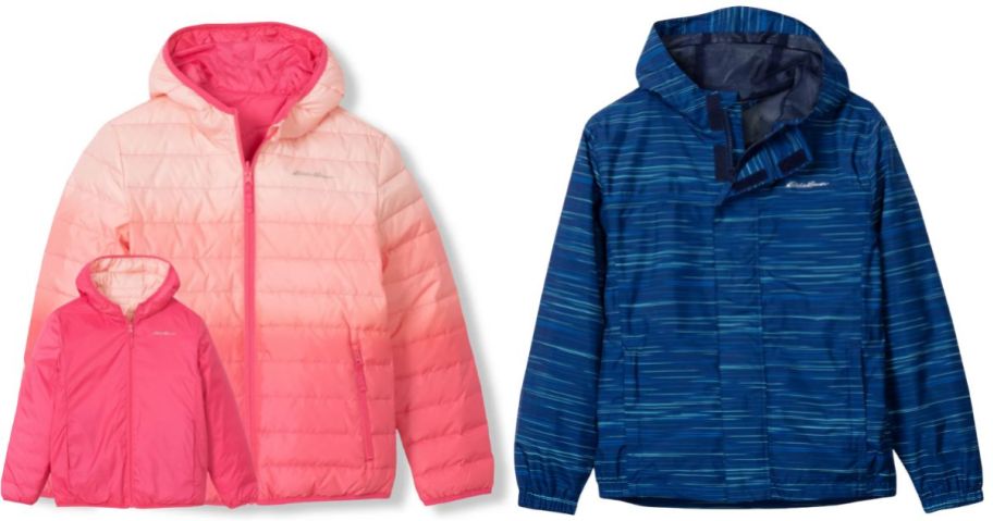 Eddie Bauer Kids Jackets in bright pink and blue
