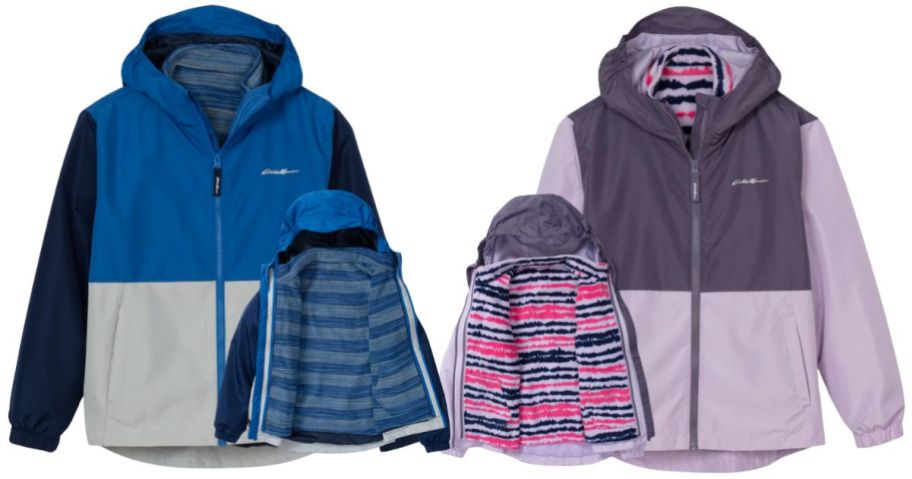 2 reversible kids jackets in blue and purple
