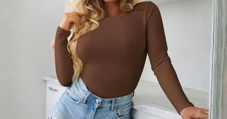 Women’s Stretchy Long-Sleeved Shirts Just $5 Each on Amazon