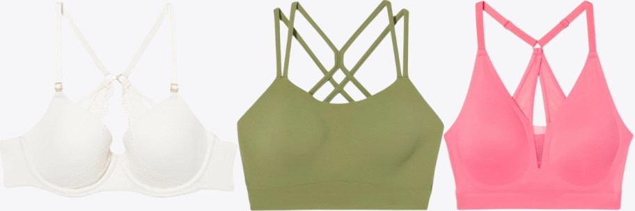 3 soma bras in different styles and colors