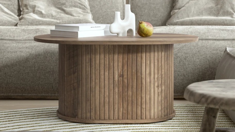 oval wooden coffee table