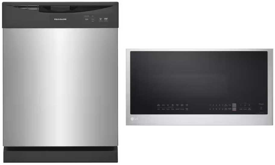 Frigidaire 24 Stainless Steel Front Control Smart Built-In&nbsp; Dishwasher, LG Smart 1,050-Watt Over the Range Microwave w: EasyClean