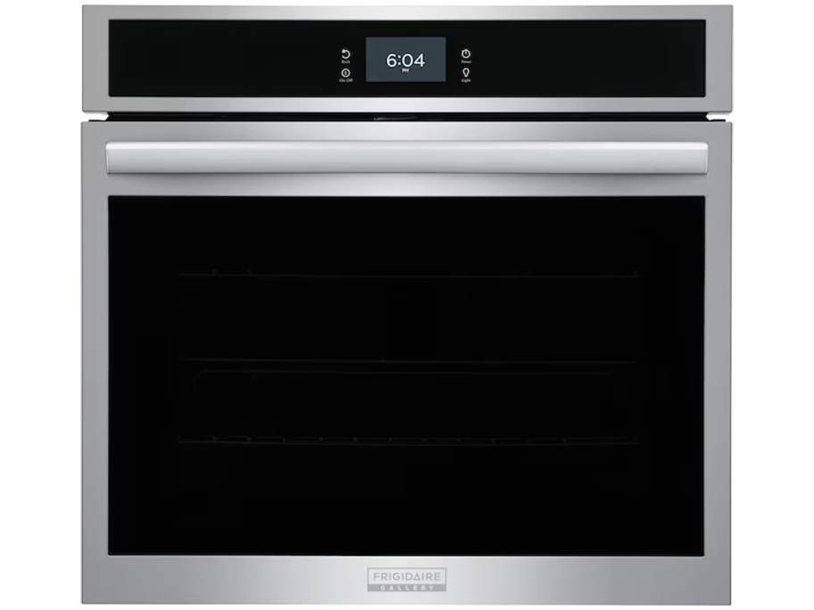 silver and black wall oven