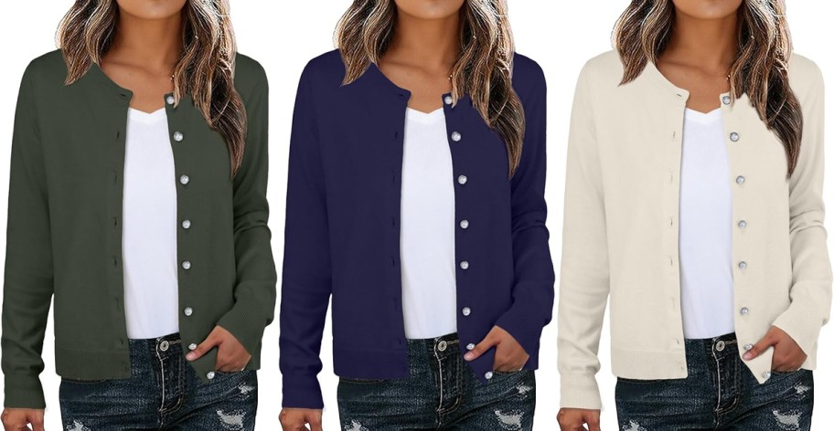 GRECERELLE Women's Button Down Knit Cardigan