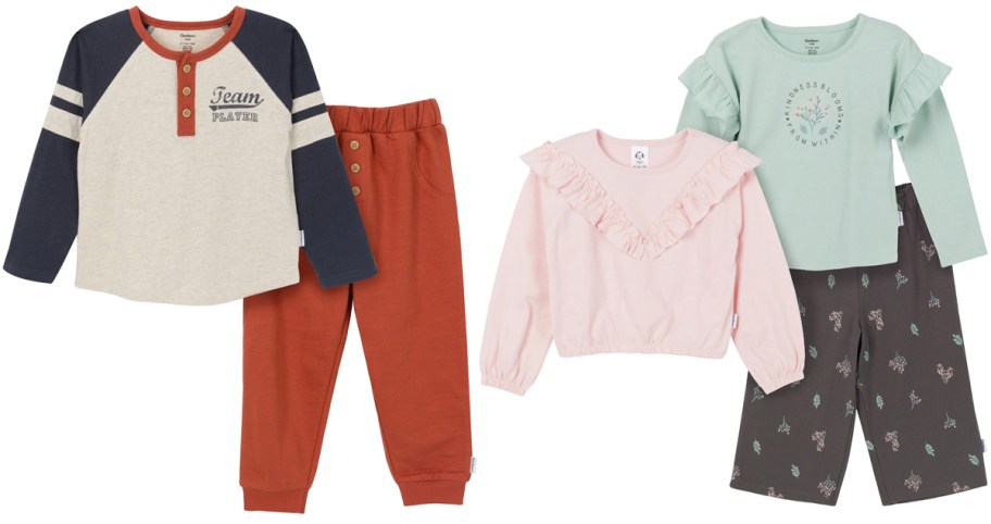 Gerber 2-Piece Toddler Boys Top & Joggers Set and 3-Piece Toddler Girls Tops and Pants Set