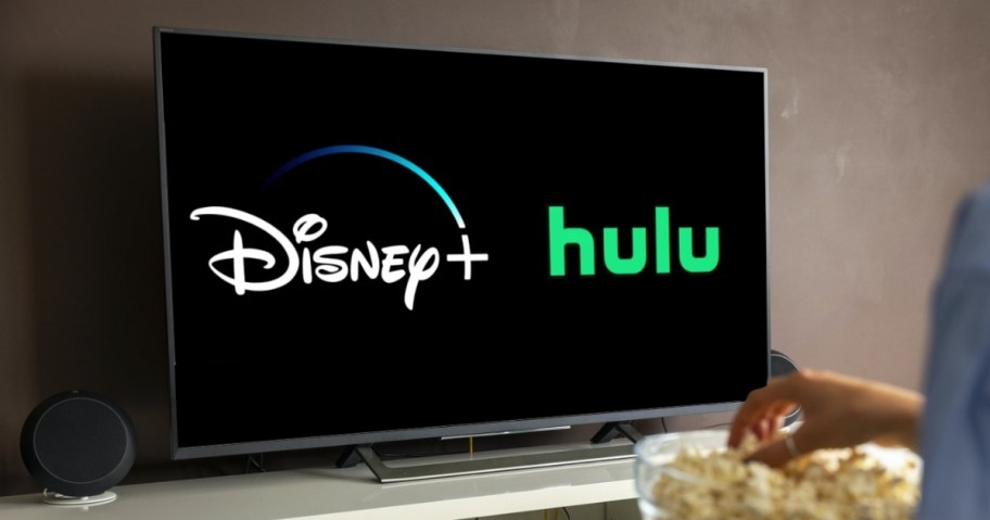 a TV with Disney+ and Hulu on the screen