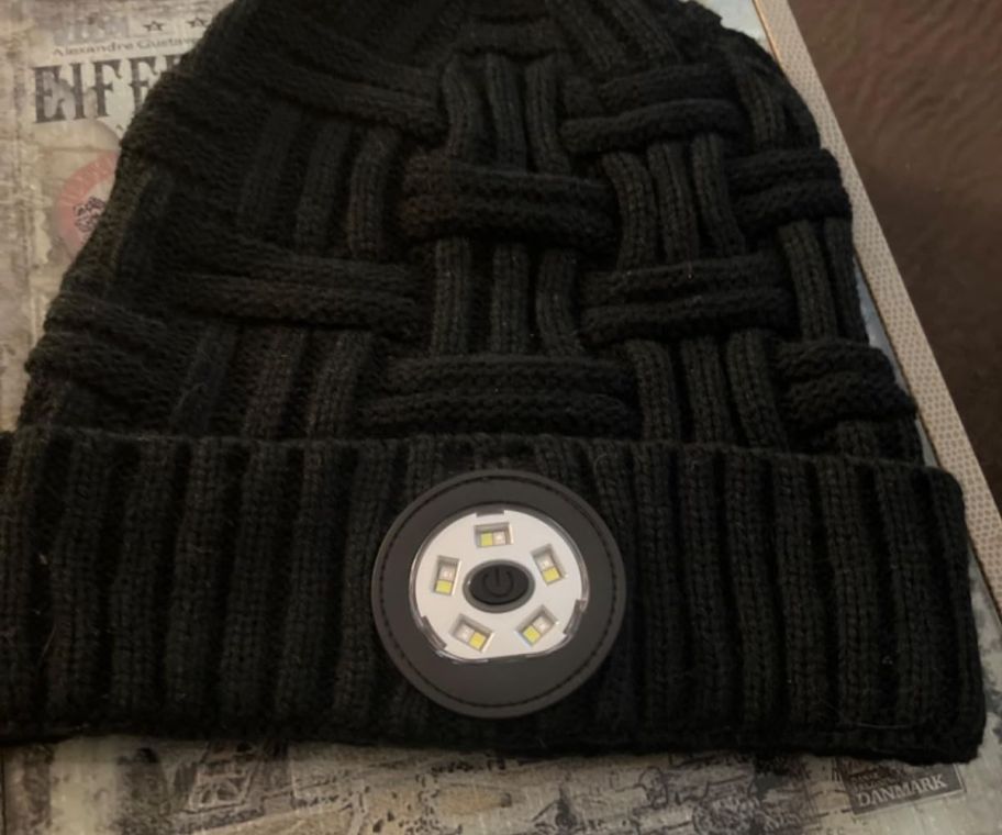 A black Beanie with built in light