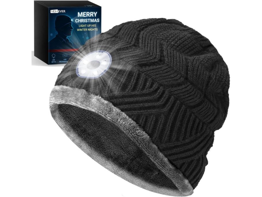 A black Beanie with built in light