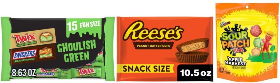 three different Halloween candy bags