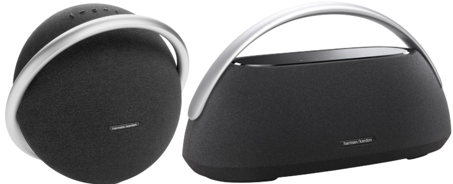 two black bluetooth speakers