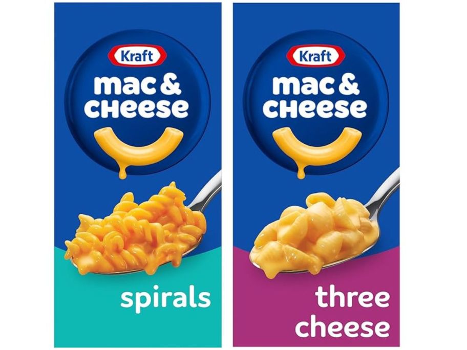 Kraft Mac & Cheese Spirals and 3 Cheese boxes