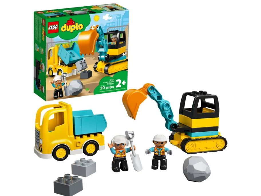 LEGO DUPLO Town Truck & Tracked Excavator Construction Vehicle