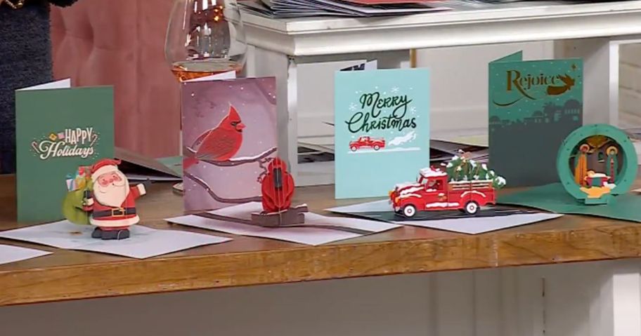 Lovepop Christmas cards being presented on QVC