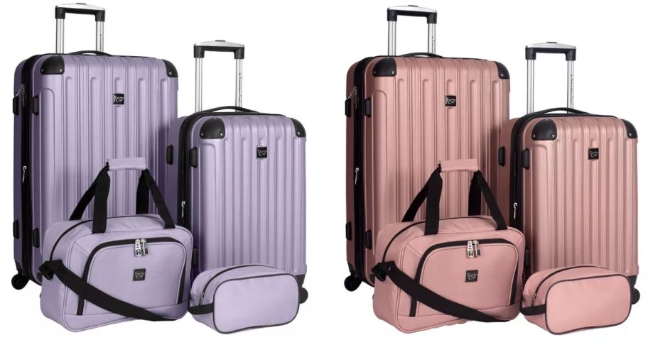 Stock images of two 4-piece luggage sets from macy's