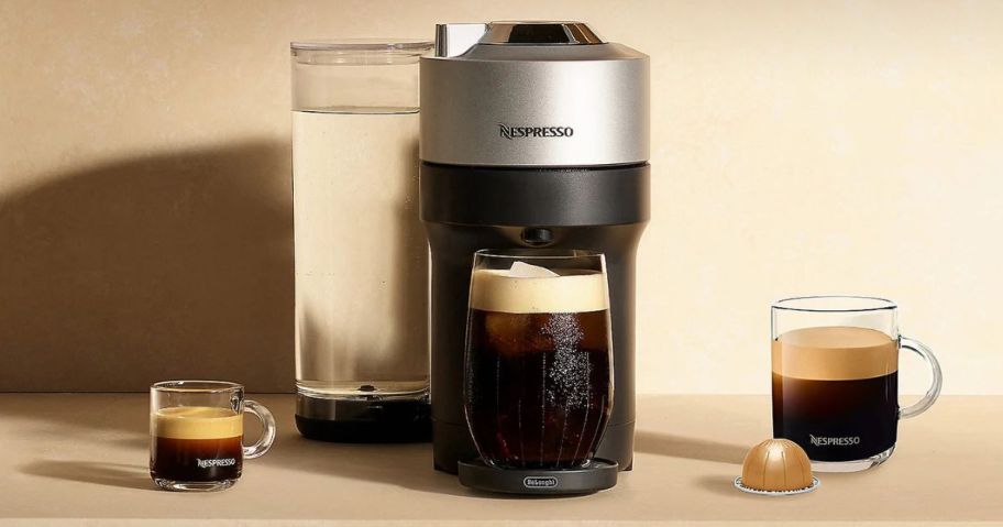 Nespresso Vertuo Pop+ Deluxe Coffee & Espresso Maker on counter
