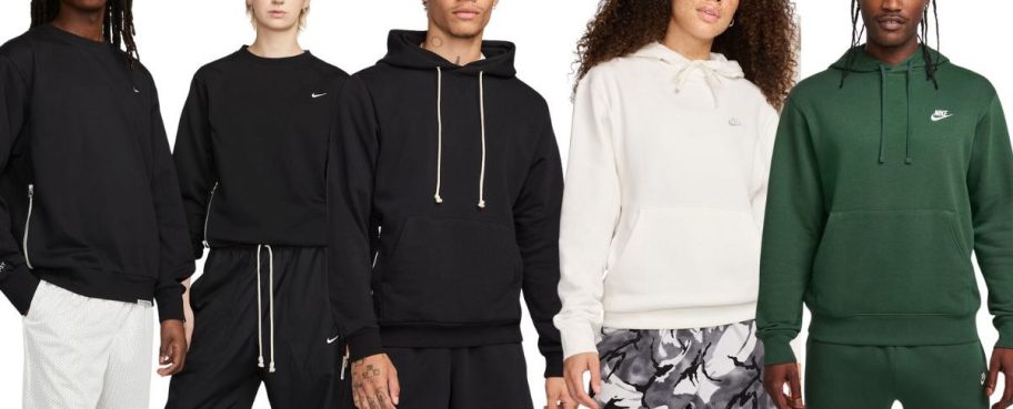 four Nike sweaters in different colors