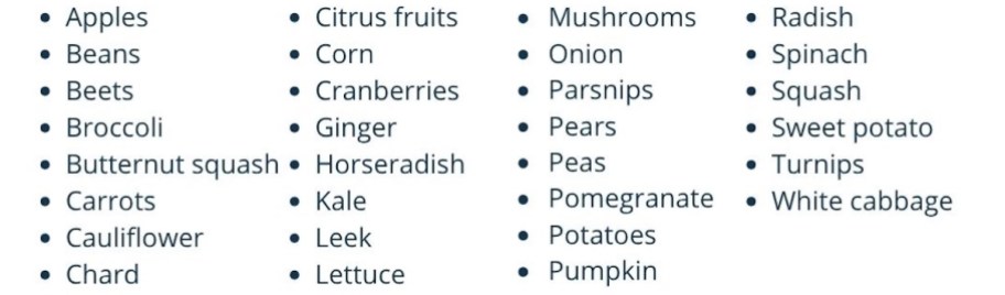 october in season list of produce