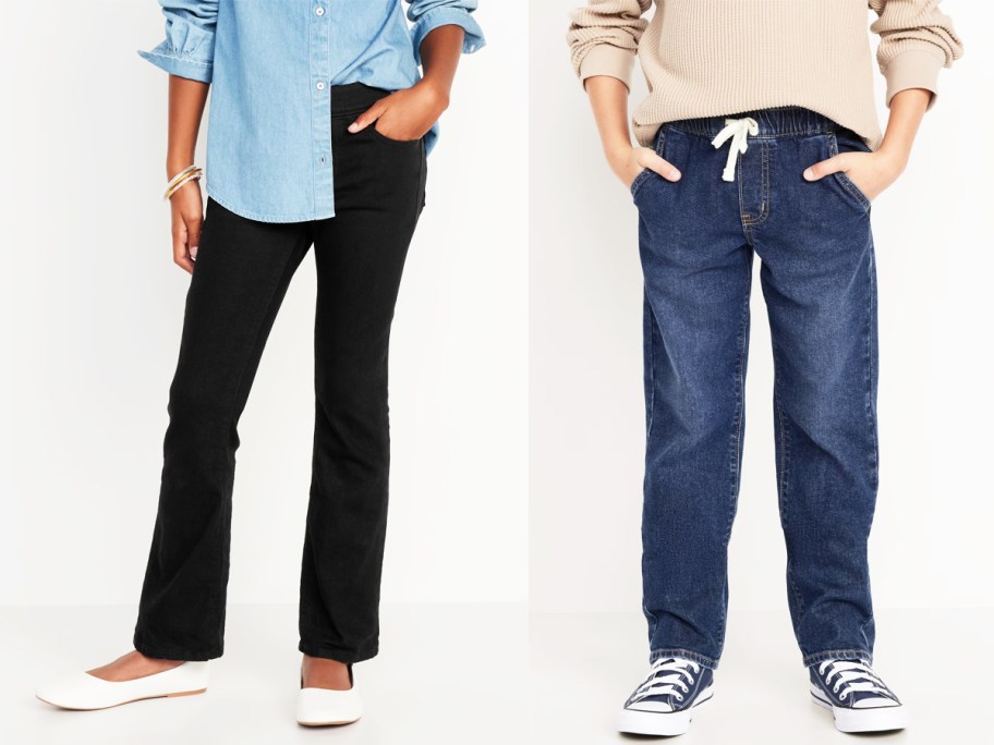 girl and boy modeling jeans