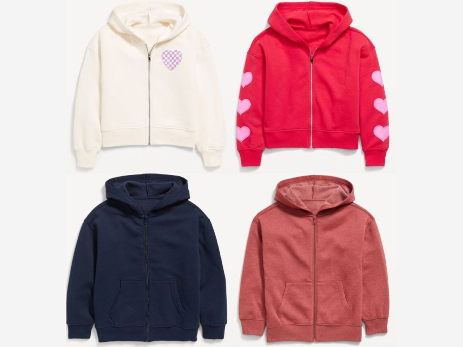 Stock images of 4 Old Navy Kids Full Zip Hoodie Sweatshirts