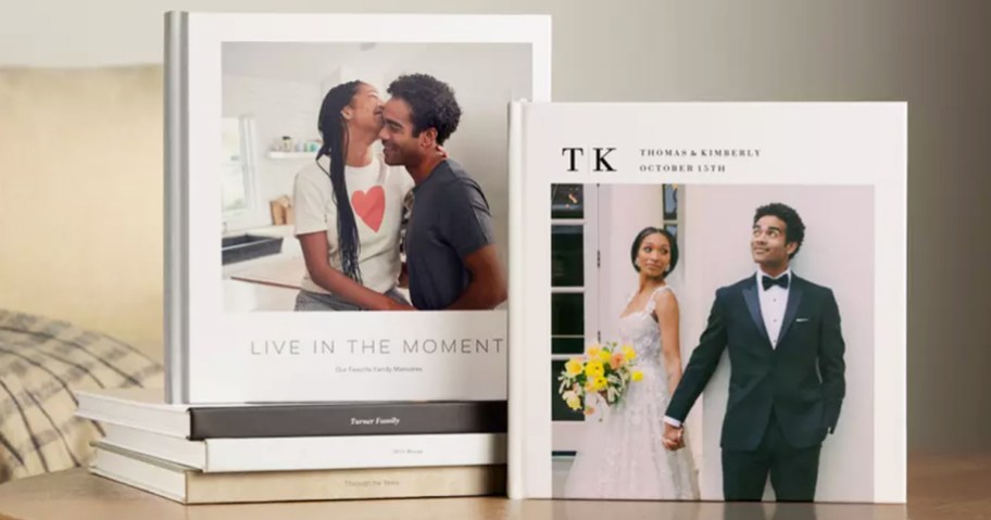 two hardcover shutterfly photo books