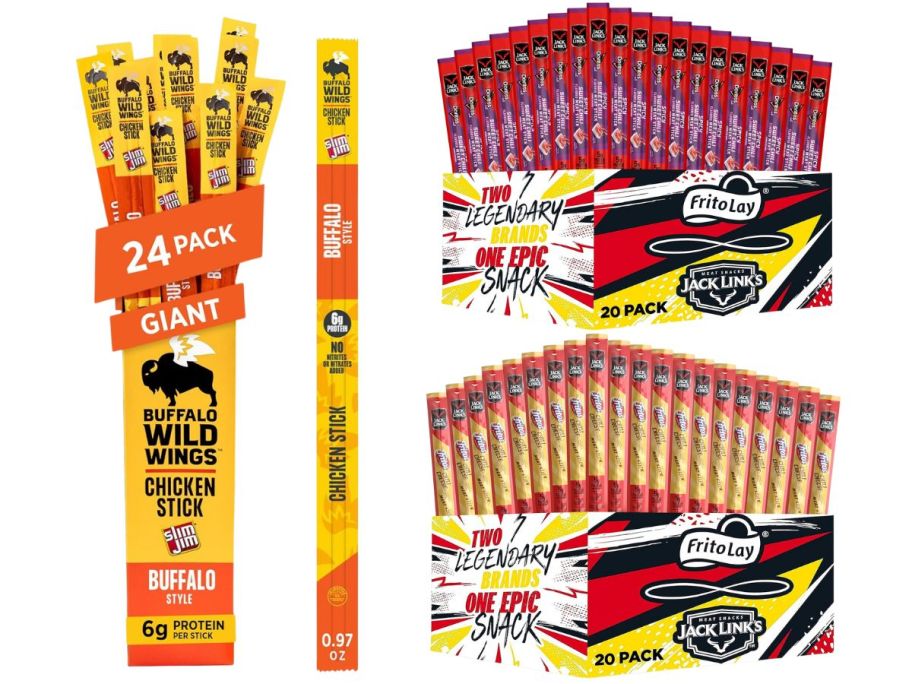 several meat stick packages