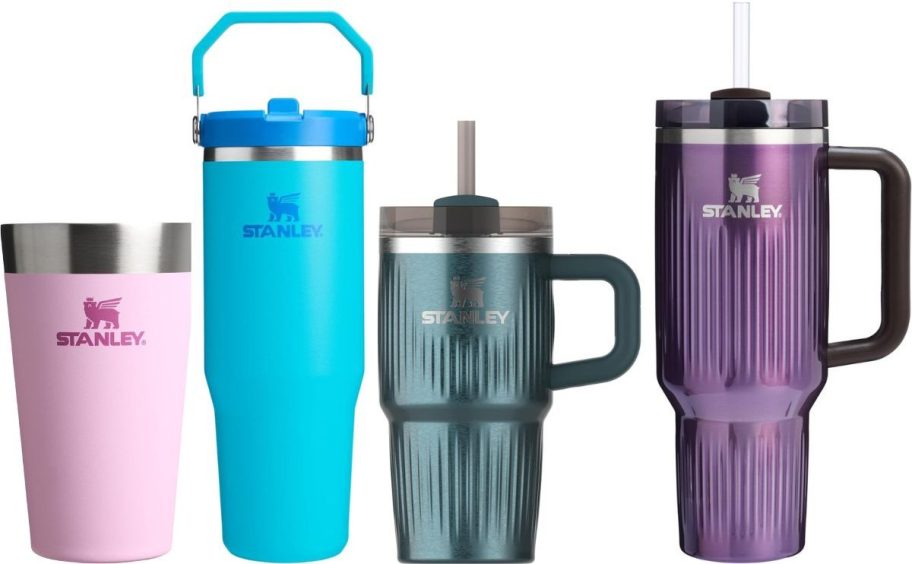 Stock images of 4 stanley drinkware cups