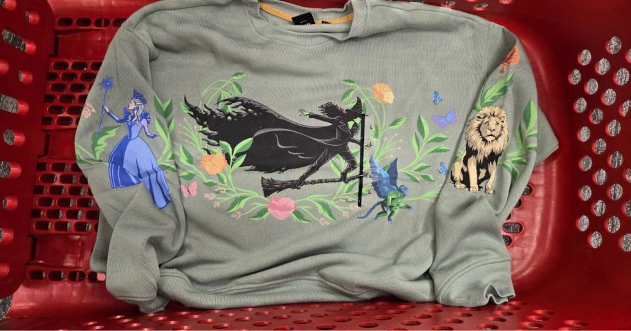 A green sweatshirt in a Target cart