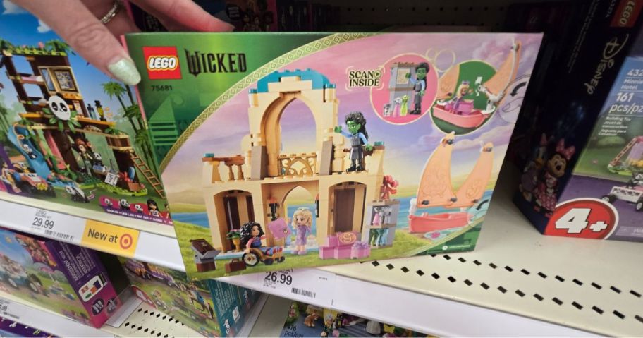 Wicked LEGO set on a shelf in a store