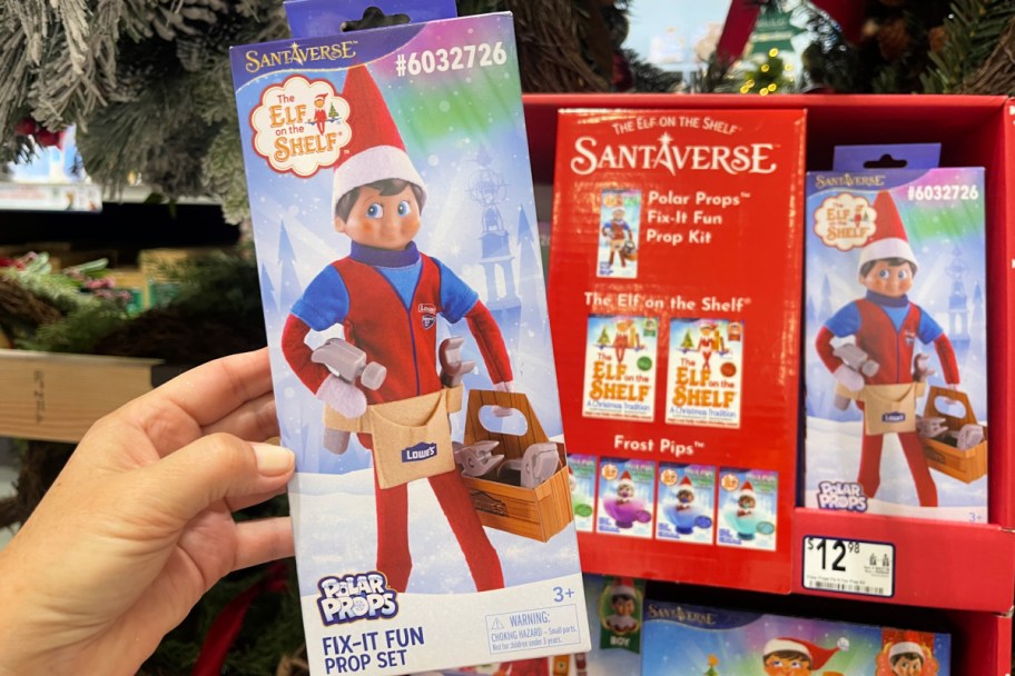 Elf on the Shelf Polar Props Fix It Set in hand