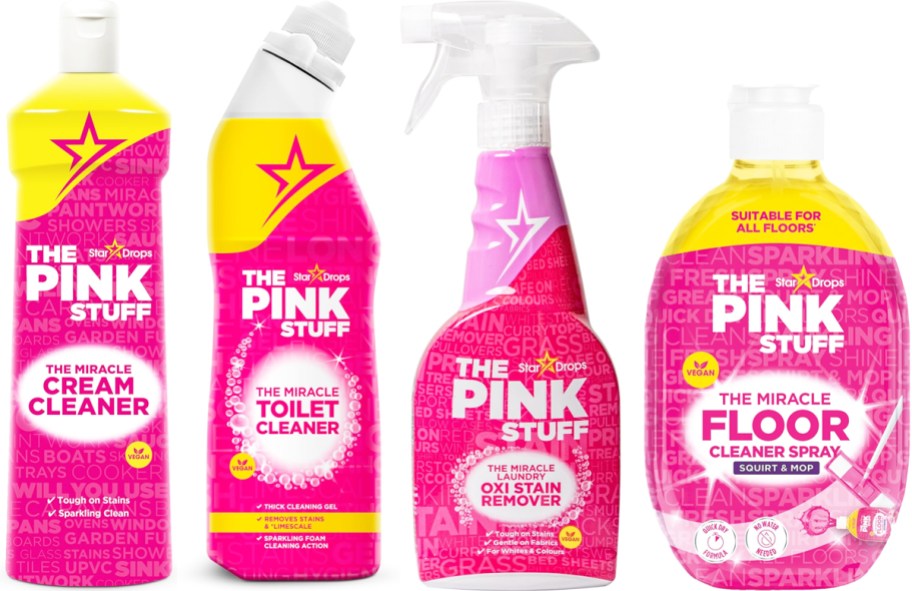 4 bottles of the pink stuff cleaning products