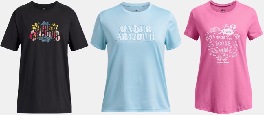 three under armour graphic tees